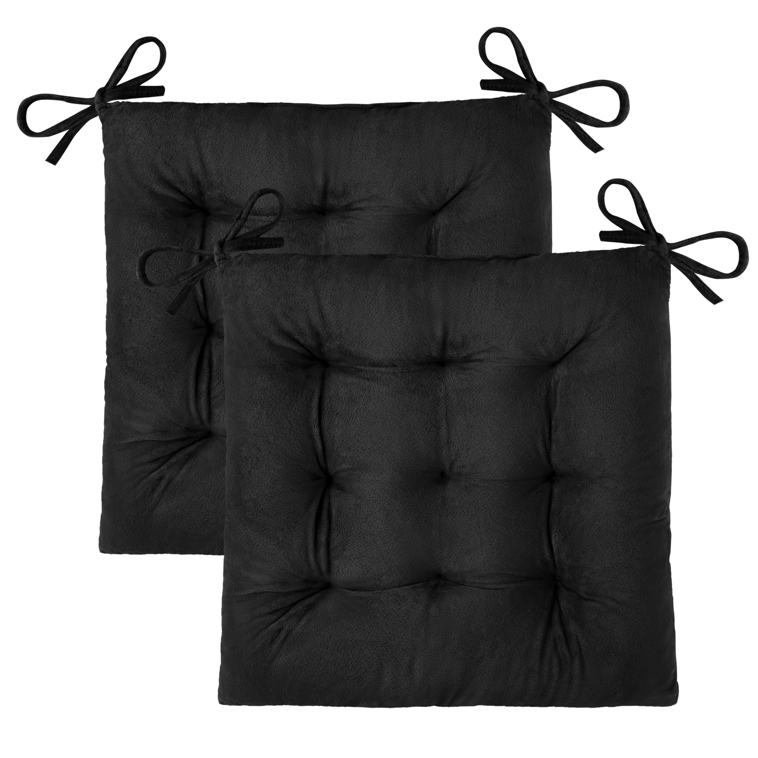 OVOV 4 Pack Chair Cushions for Dining Chairs Soft Seat Cushions for Kitchen Desk Chairs Square Chair Pads with Ties (15.5"x15.5" Green)