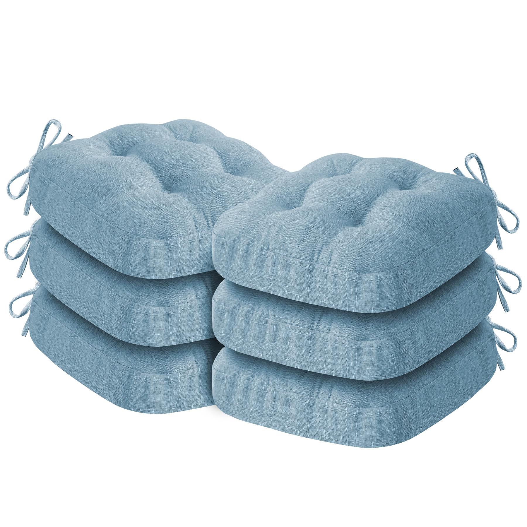 IASEAHK Chair Cushions, Memory Foam Dining Chair Cushions, Tufted Indoor Chair Pads, Set of 4, 16.5' x 16.5' x 3.5', Beige