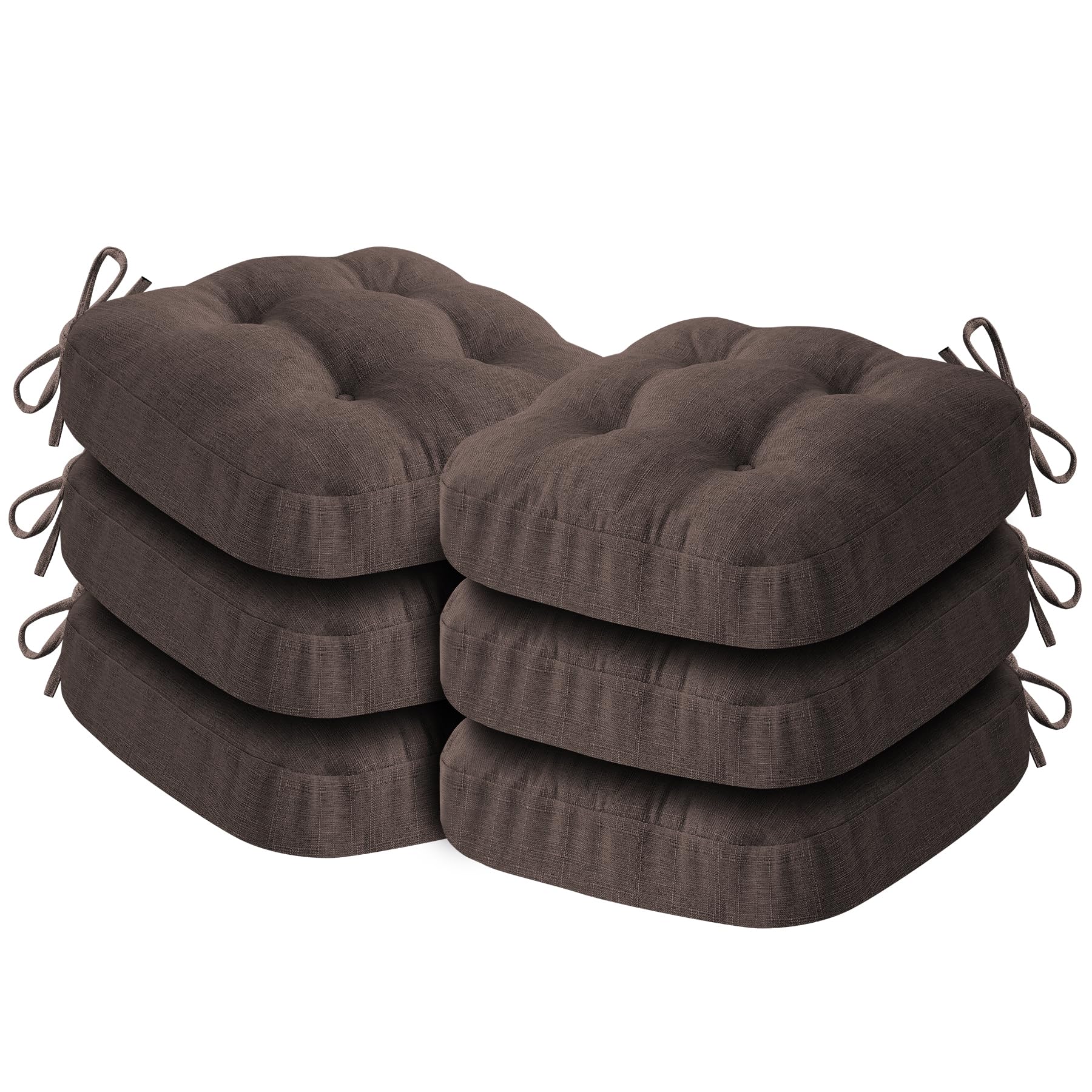 IASEAHK Chair Cushions, Memory Foam Dining Chair Cushions, Tufted Indoor Chair Pads, Set of 4, 16.5' x 16.5' x 3.5', Beige