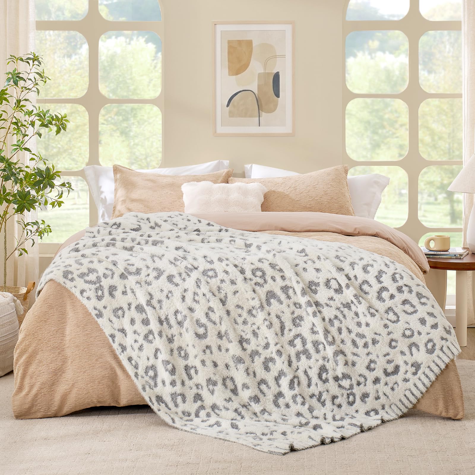 Snuggle Sac Sage Green Checkered Throw Blanket Faux Fur Knitted with Microfiber Yarn, Cozy Soft Warm Spring Blankets for Couch,Sofa,Bedroom,Sage Green Checker,50x60 inches
