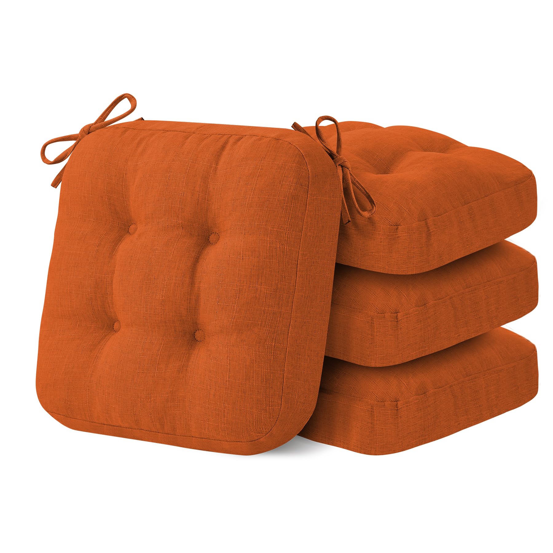 IASEAHK Chair Cushions, Memory Foam Dining Chair Cushions, Tufted Indoor Chair Pads, Set of 4, 16.5' x 16.5' x 3.5', Beige