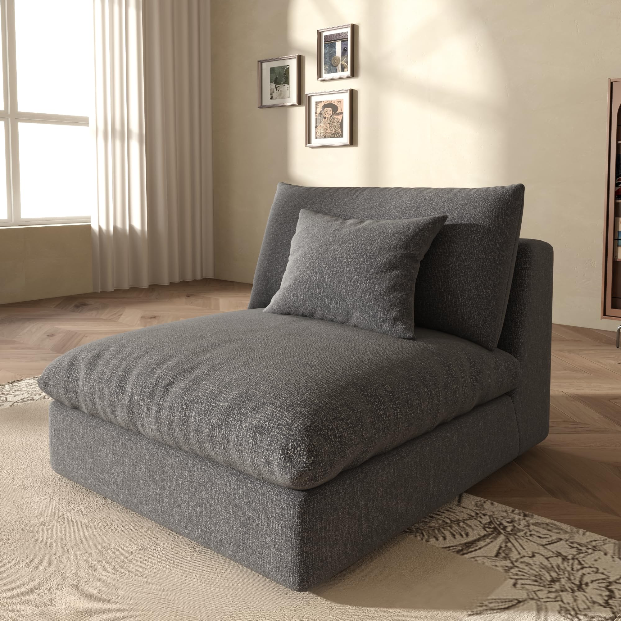 Fajiani Cloud Sofa Slipcover, Middle Module Sofa Cover, Linen Blend Fabric, Cream White, Removable & Washable