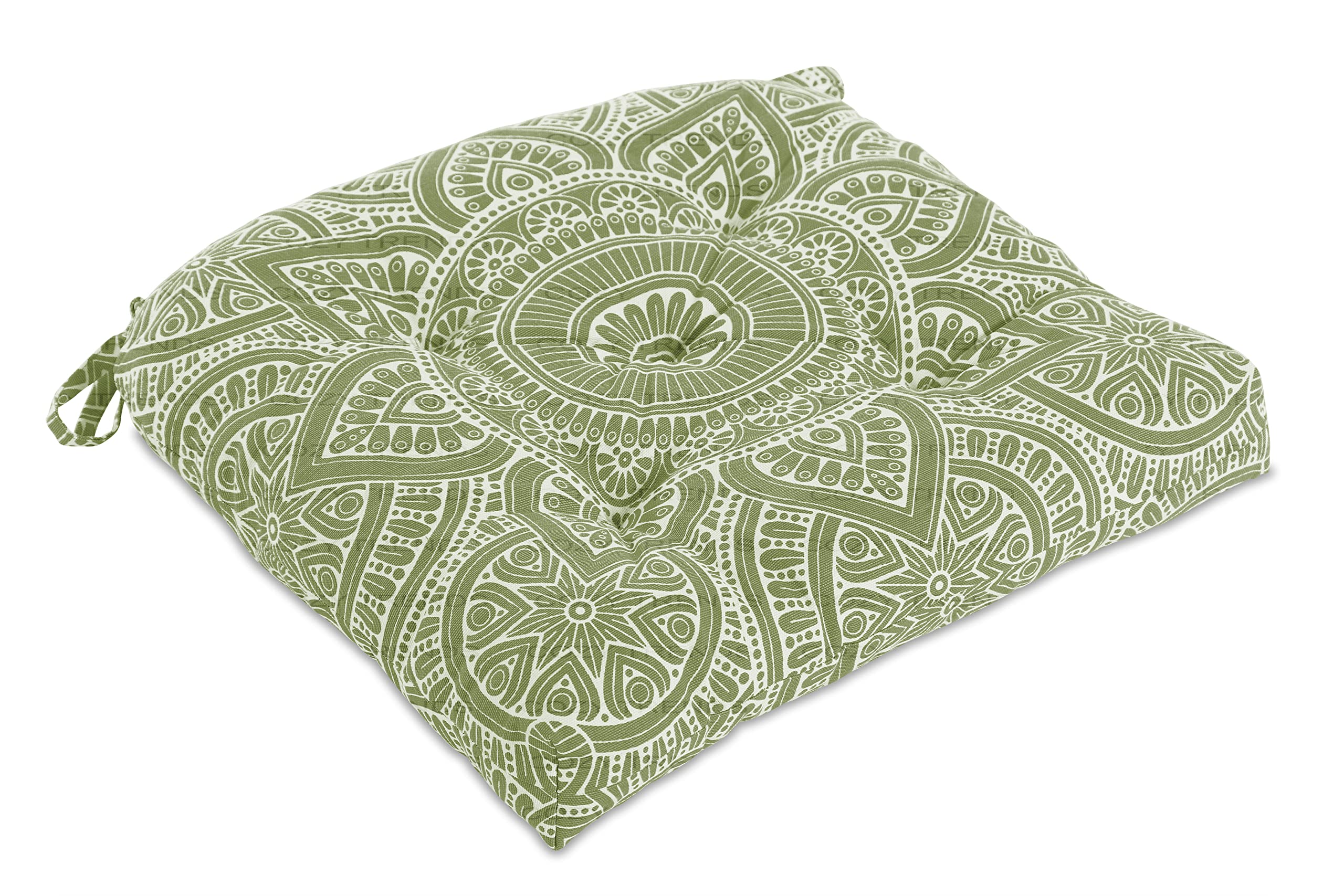 Handmade Cotton Chair Seat Pads Cushions Comfortable Pad with Ties 16''x16'' - for Dinning Chairs, Office Chair, and Bench (Sage)