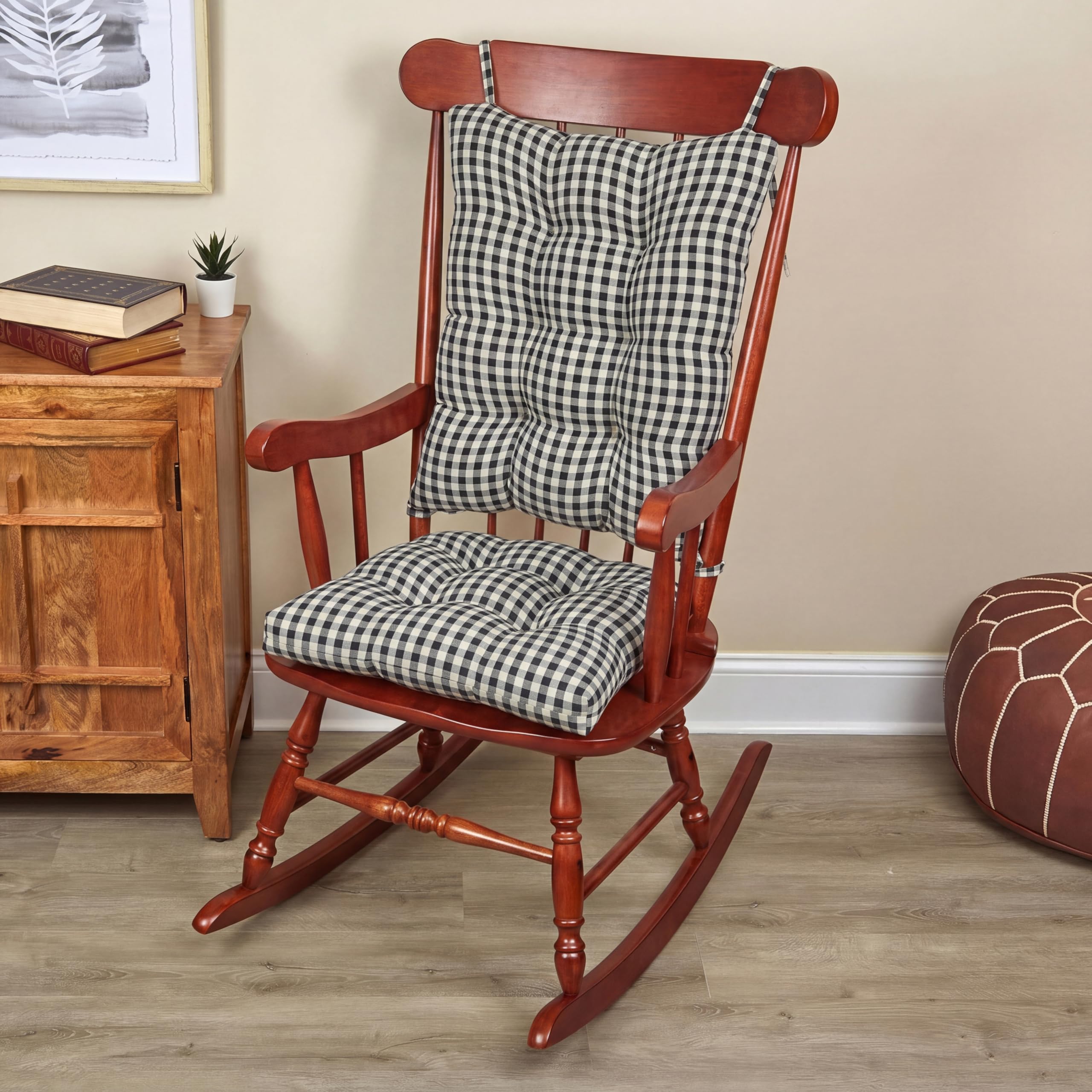Klear Vu The Gripper Non-Slip Rocking Chair Cushion Set with Thick Padding, Includes Seat Pad & Back Pillow with Ties for Indoor Living Room Rocker, 17x17 Inches, 2 Piece Set, Wedgewood