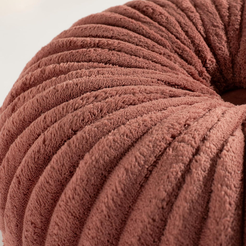 HIG Decorative Round Throw Pillows for Bed Couch -Set of 2 Handcraft Ruched Pumpkin Pillow, Soft and Durable Flannel Floor Pillow for Home Decor, Bed Living Room and Sofa (Dusty Rose,14.5"x14.5")