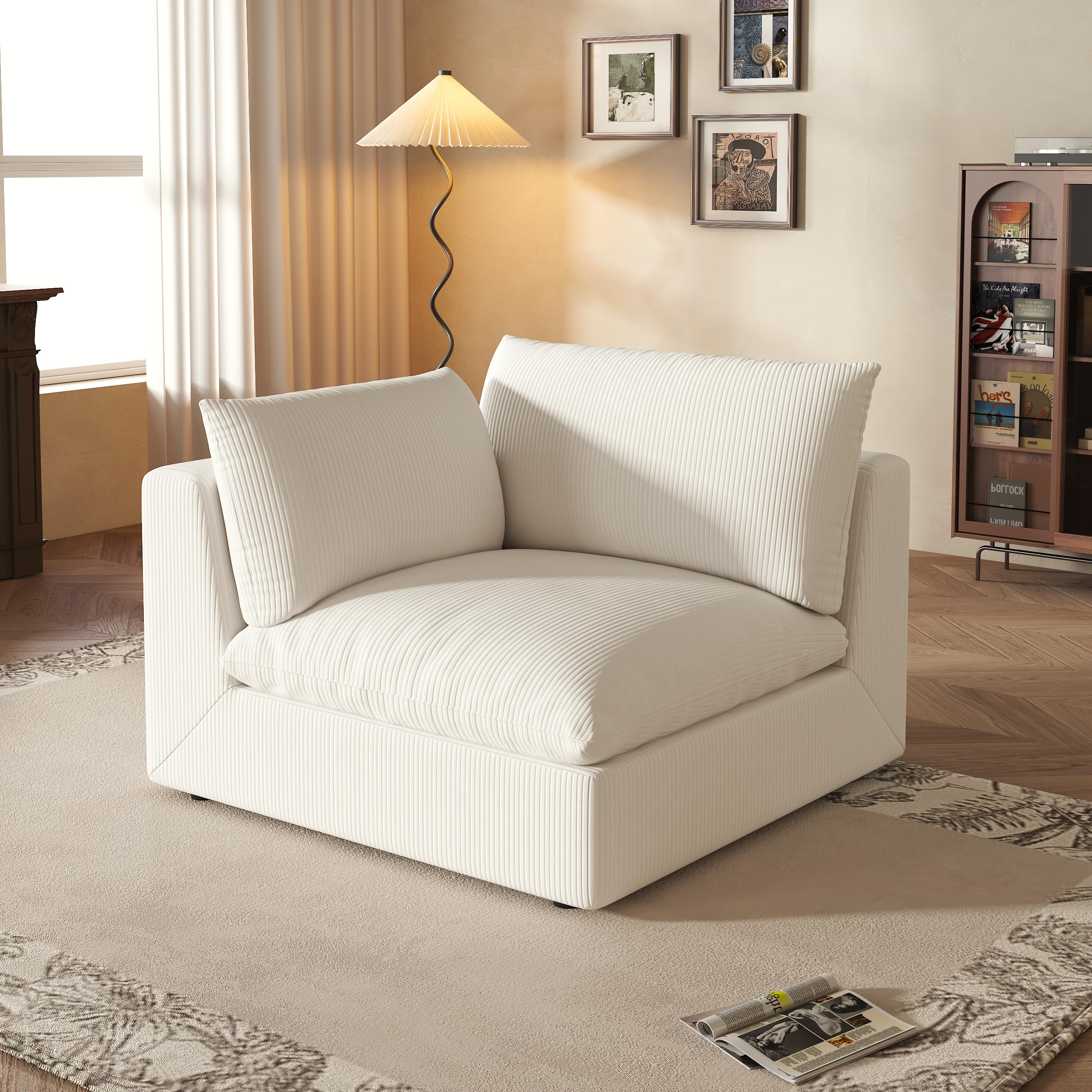 Fajiani Cloud Sofa Slipcover, Middle Module Sofa Cover, Linen Blend Fabric, Cream White, Removable & Washable