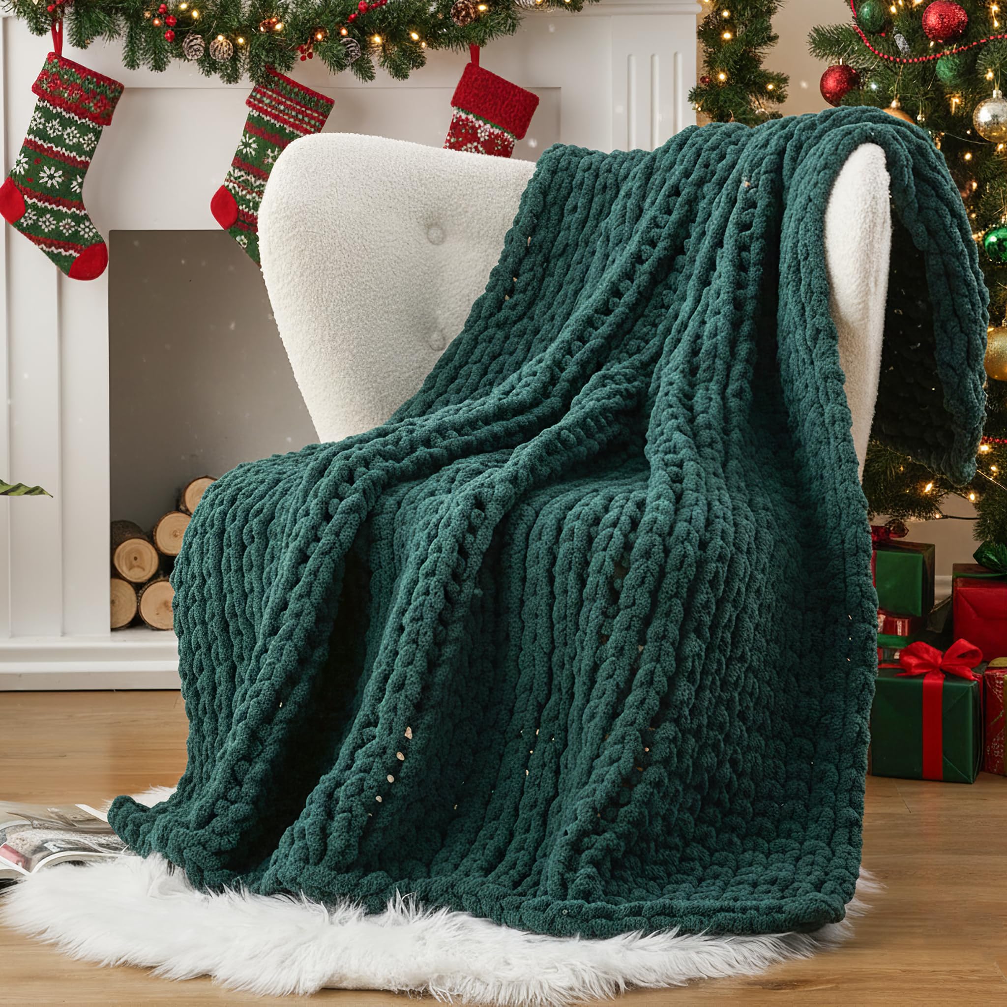 Battilo Brown Chunky Knit Throw Blanket, Soft and Thick Chenille Throw Blanket, 50"x60" Handmade Cable Knit Crochet Blanket, Knot Throw Blankets for Couch Sofa Bed Home Decor (Brown, 50"x60")