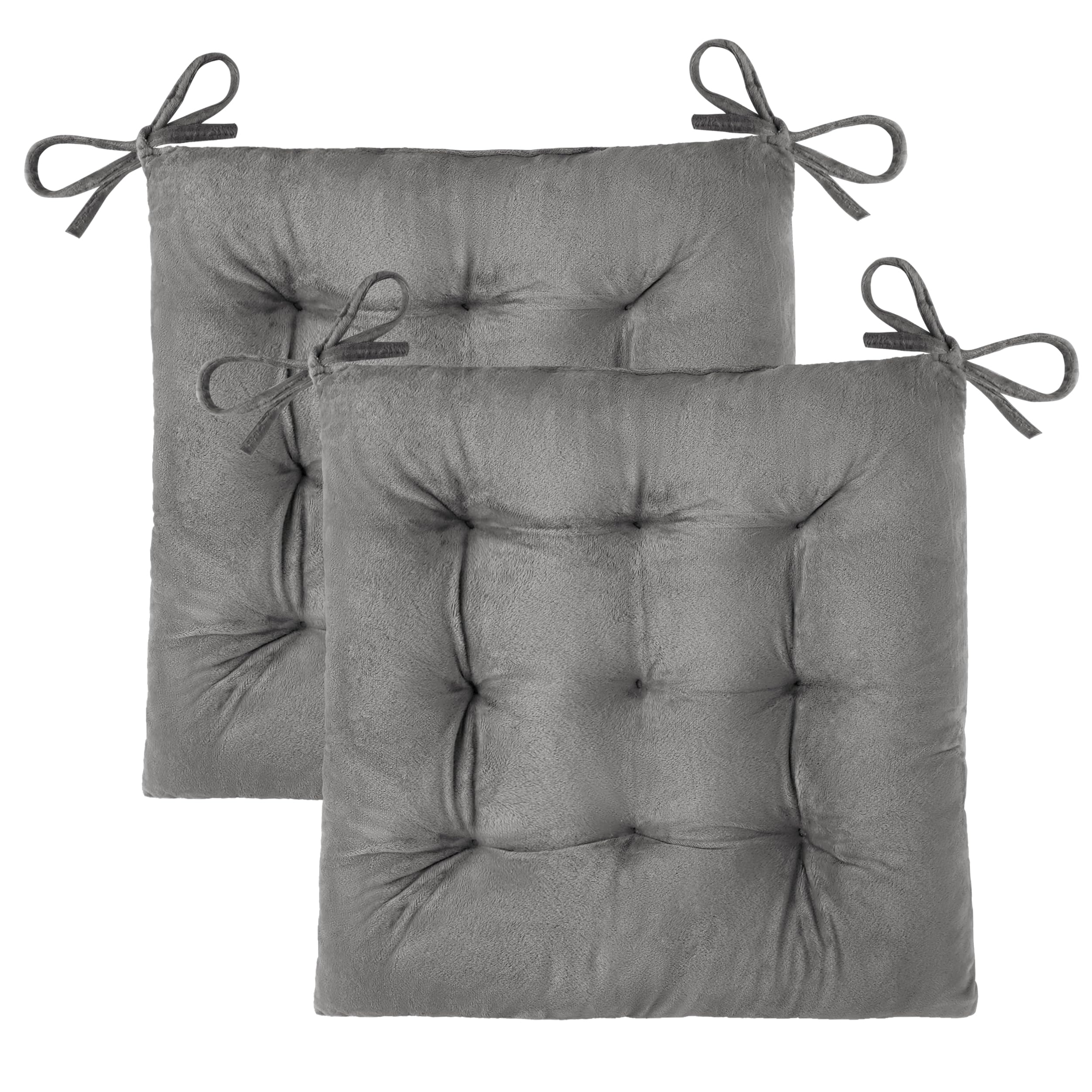 OVOV 4 Pack Chair Cushions for Dining Chairs Soft Seat Cushions for Kitchen Desk Chairs Square Chair Pads with Ties (15.5"x15.5" Green)