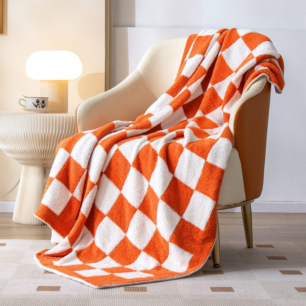 SeaRoomy Checkered Throw Blanket, Ultra Soft Cozy Reversible Checkerboard Fuzzy Blanket, Fluffy Lightweight Microfiber Knit Throw Blanket for Couch Sofa Bed Decor Gift(Sage Green, 51"×63")