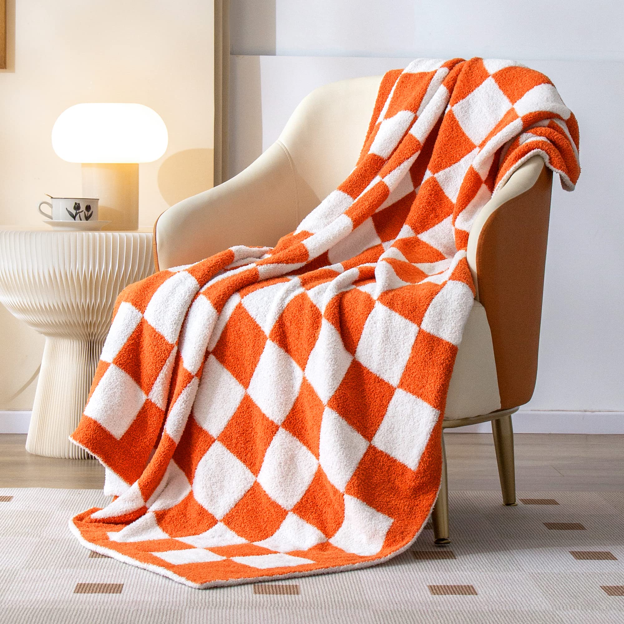 SeaRoomy Checkered Throw Blanket, Ultra Soft Cozy Reversible Checkerboard Fuzzy Blanket, Fluffy Lightweight Microfiber Knit Throw Blanket for Couch Sofa Bed Decor Gift(Sage Green, 51"×63")