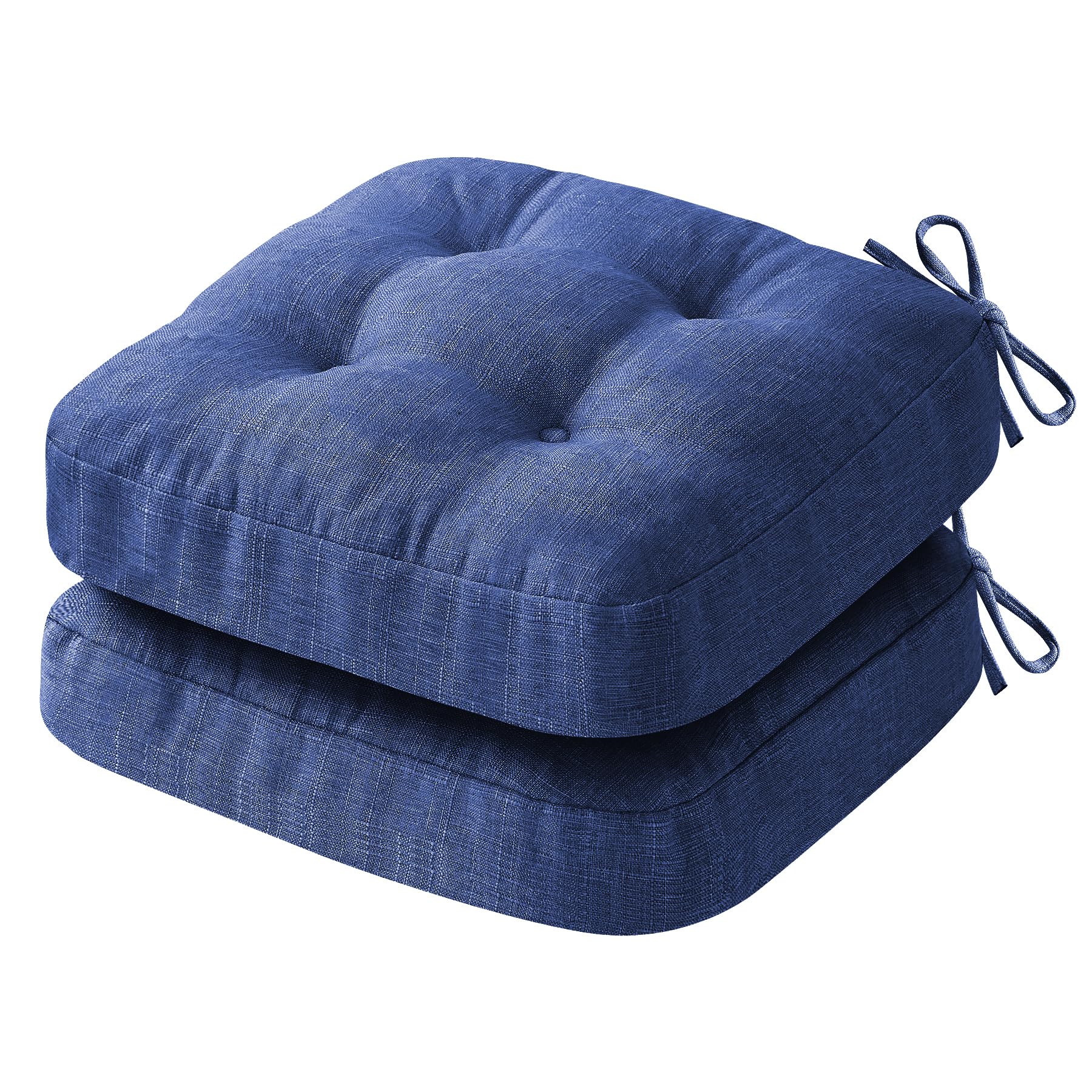 IASEAHK Chair Cushions, Memory Foam Dining Chair Cushions, Tufted Indoor Chair Pads, Set of 4, 16.5' x 16.5' x 3.5', Beige
