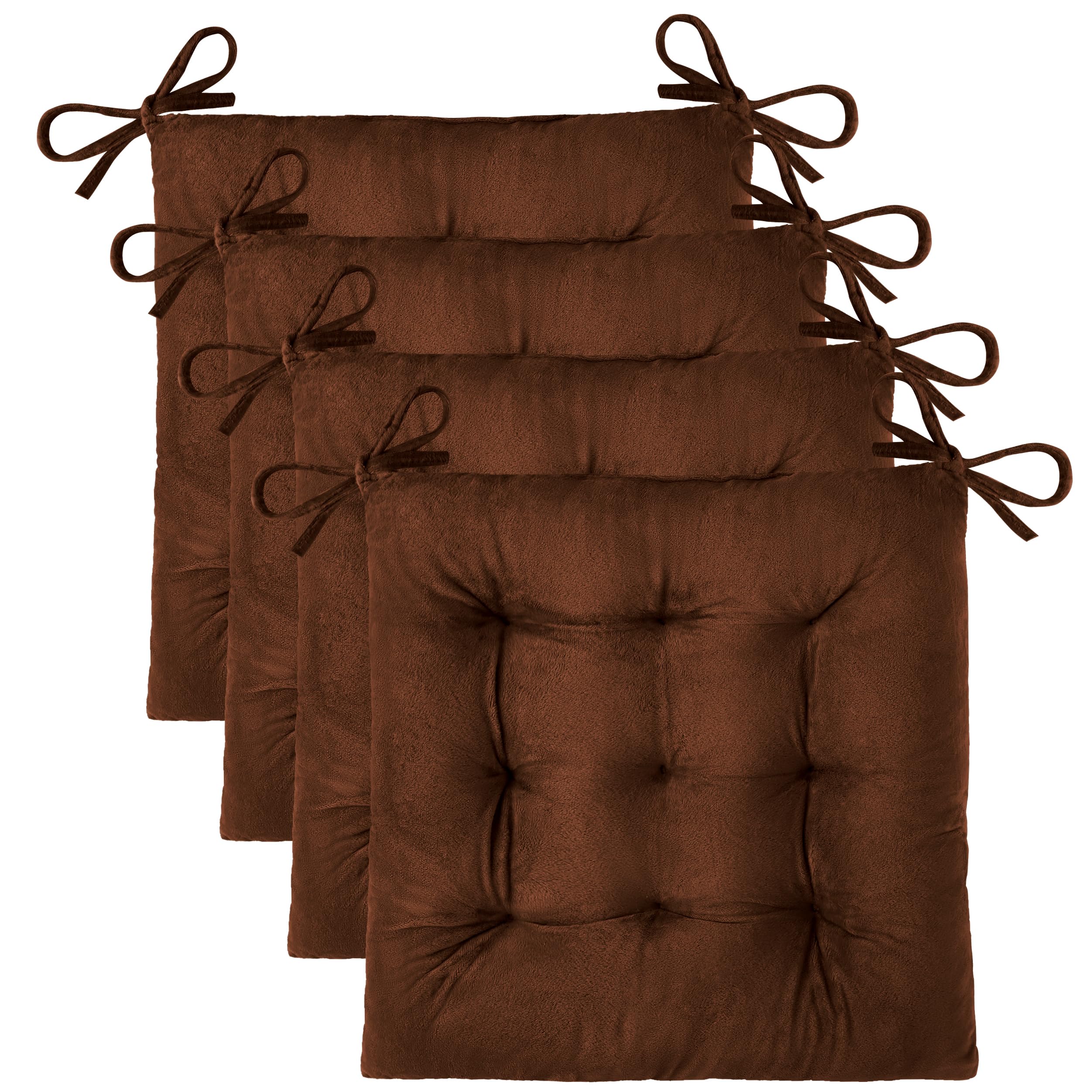 OVOV 4 Pack Chair Cushions for Dining Chairs Soft Seat Cushions for Kitchen Desk Chairs Square Chair Pads with Ties (15.5"x15.5" Green)