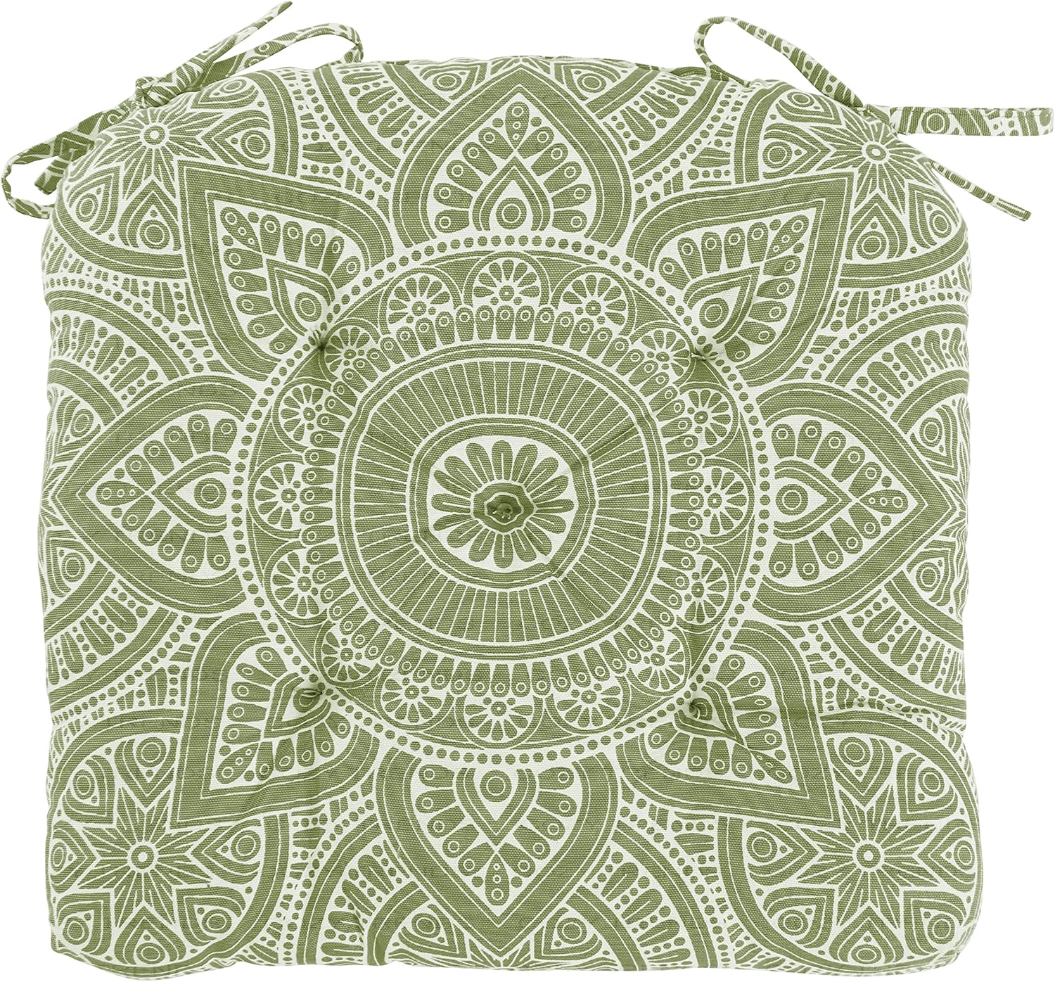 Handmade Cotton Chair Seat Pads Cushions Comfortable Pad with Ties 16''x16'' - for Dinning Chairs, Office Chair, and Bench (Sage)